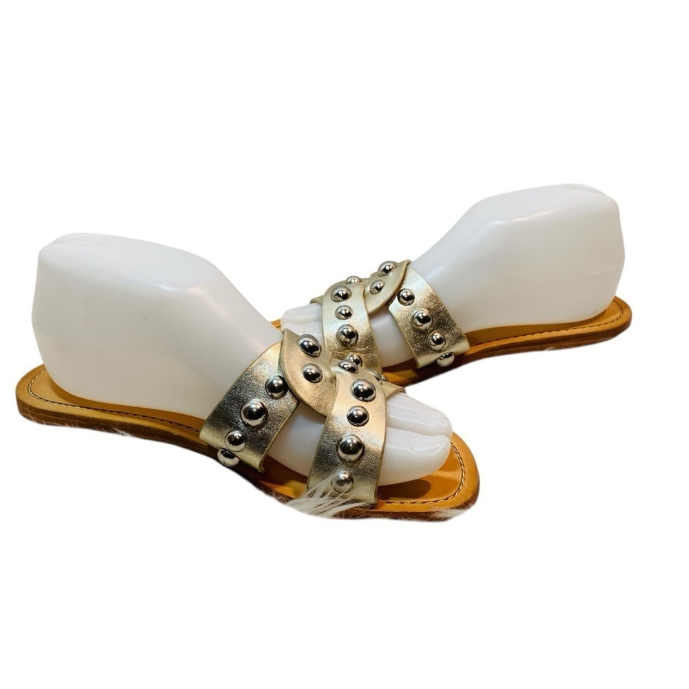 Marc Fisher Paige Studded Women's Silver Slide Sandals Sz-7.5 - Picture 2 of 4